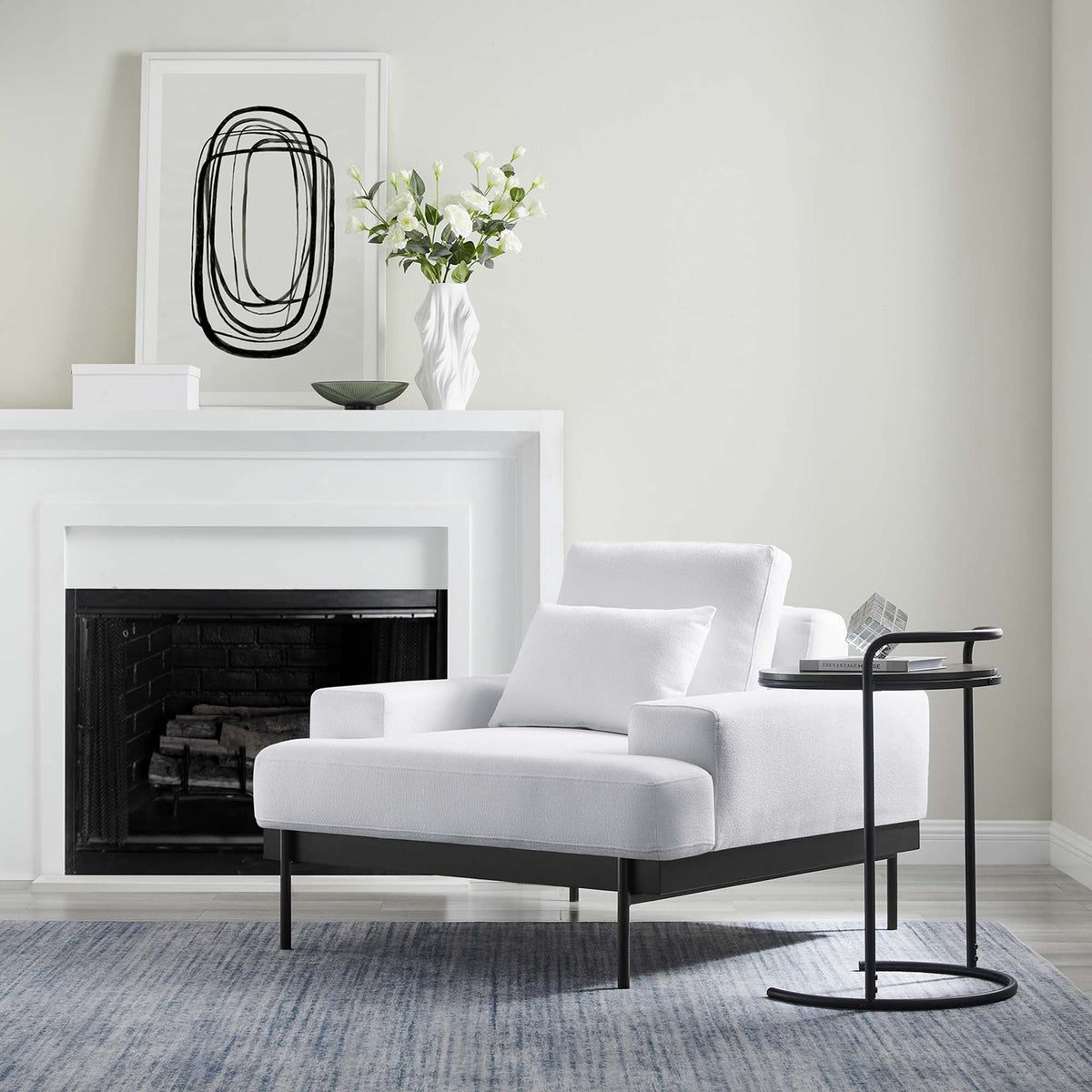 Proximity Upholstered Fabric Armchair - White