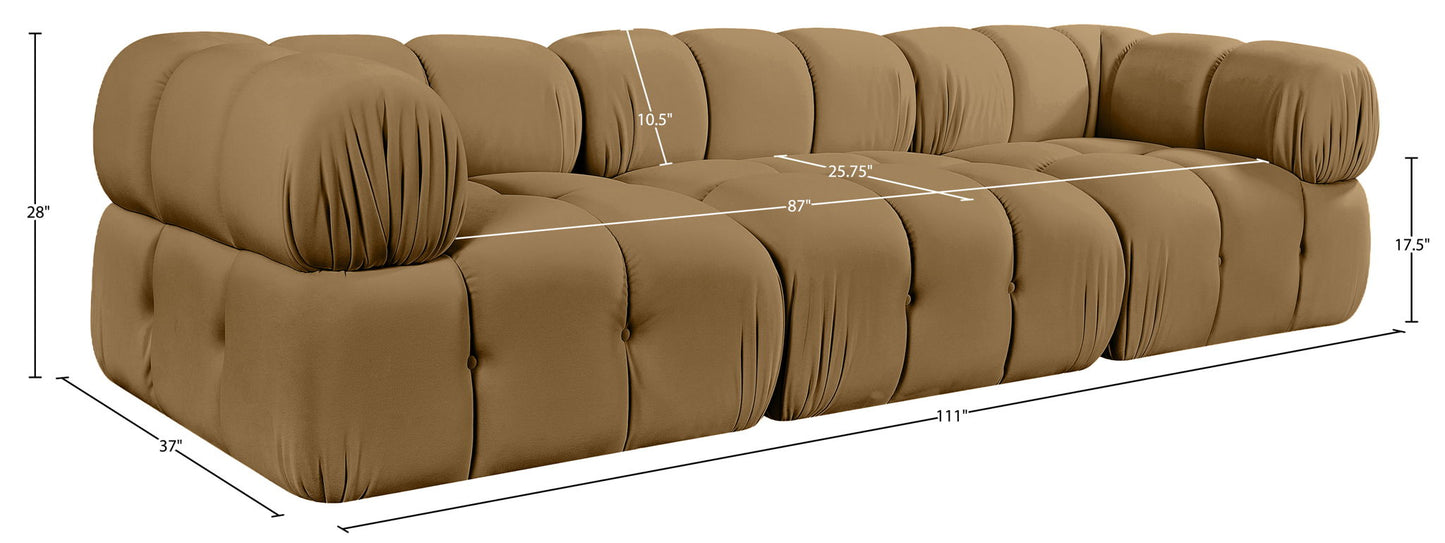 Orin - Velvet Performance Fabric Upholstered 3 Piece Modular Sofa