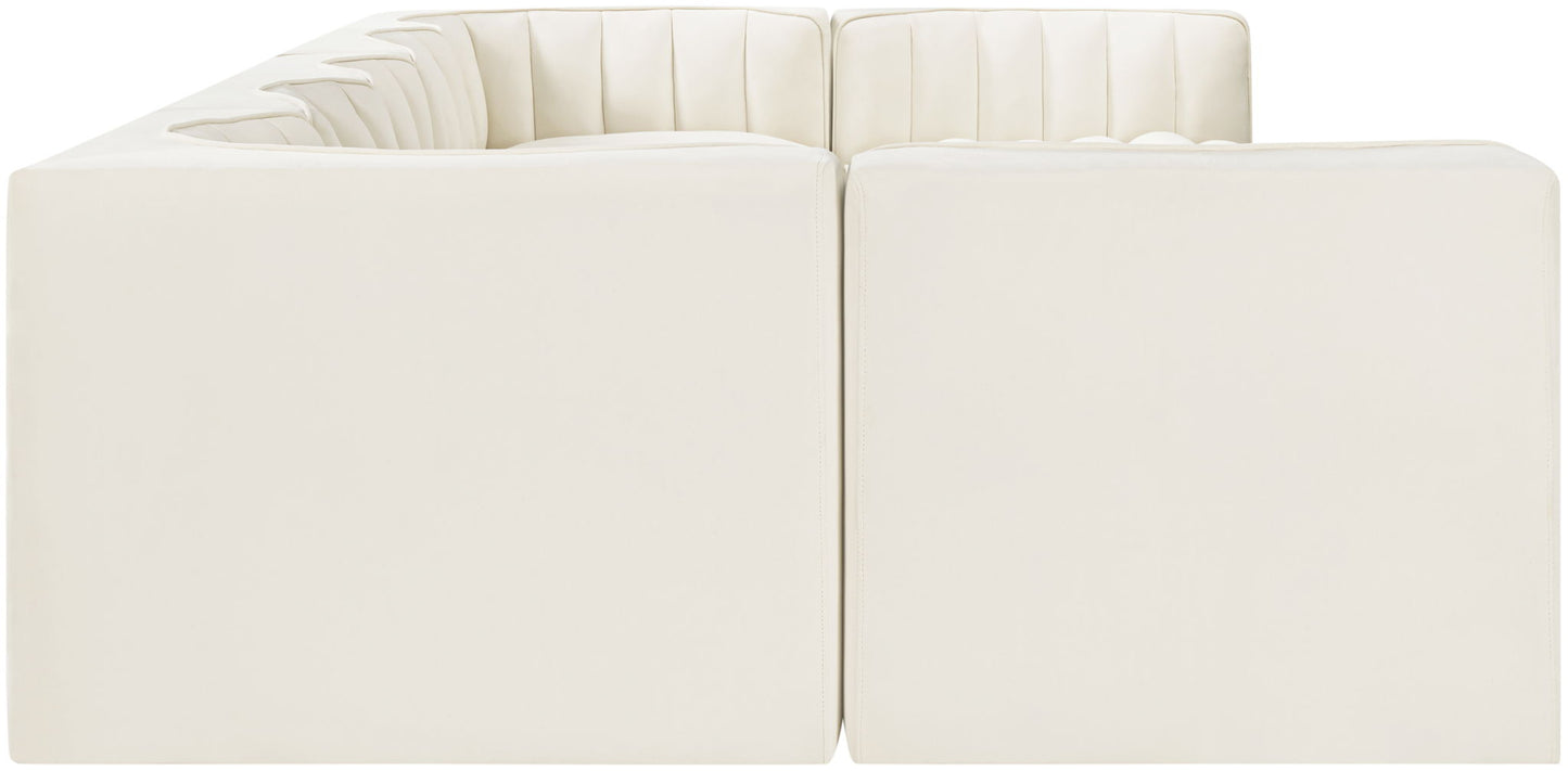 Rummi - Velvet Performance Fabric Upholstered 7 Piece Modular Sectional (With 2 Corner Chairs)