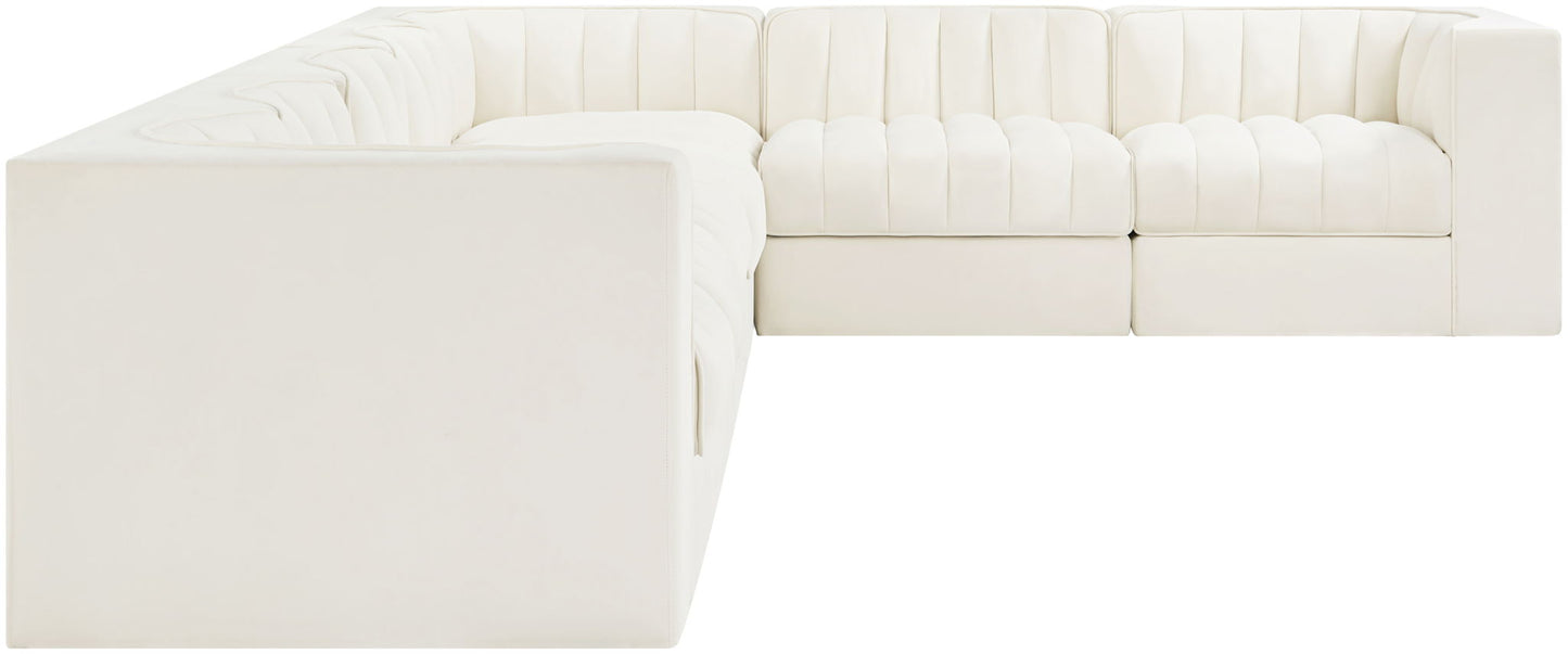 Rummi - Velvet Performance Fabric Upholstered 7 Piece Modular Sectional (With 3 Corner Chairs)