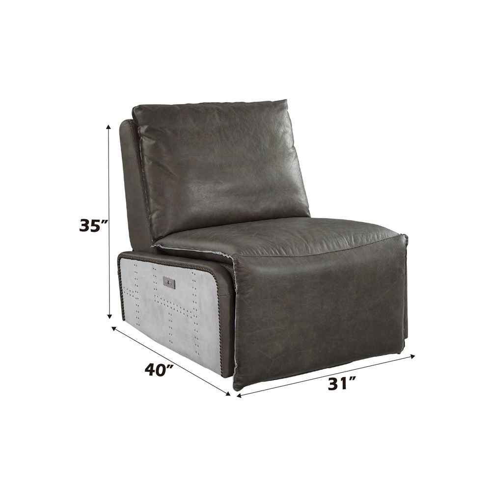 Metier - Power Motion Recliner - Gray Top Grain Leather & Aluminum