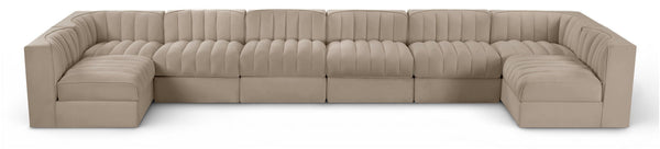 Rummi - Velvet Performance Fabric Upholstered 8 Piece Modular Sectional (With 2 Corner Chairs)