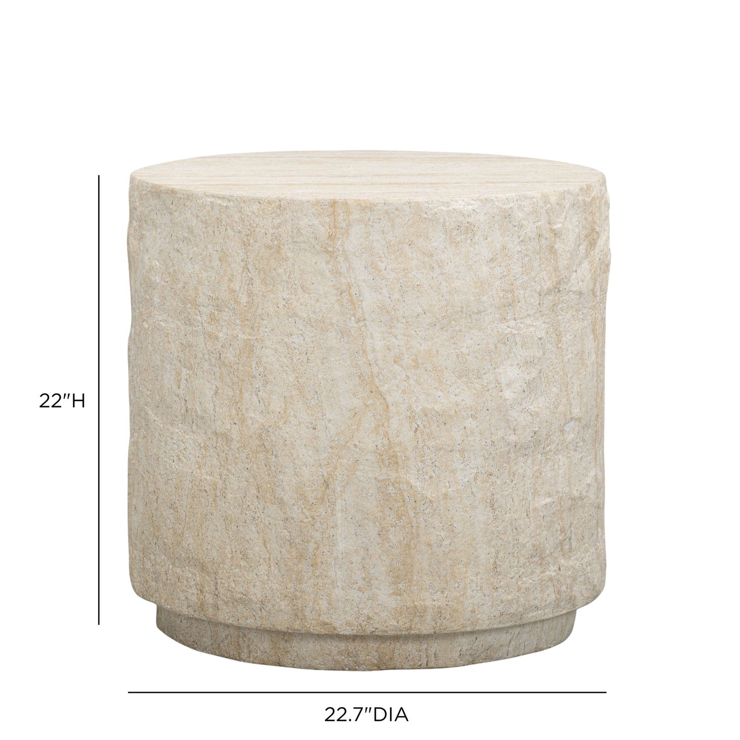 Roxanne - Faux Slab Indoor / Outdoor Side Table - Travertine