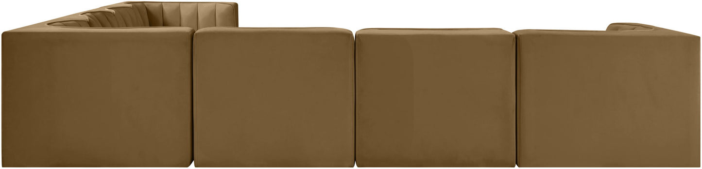 Rummi - Symmetrical Velvet Performance Fabric Upholstered 7 Piece Modular Sectional (With 3 Corner Chairs)