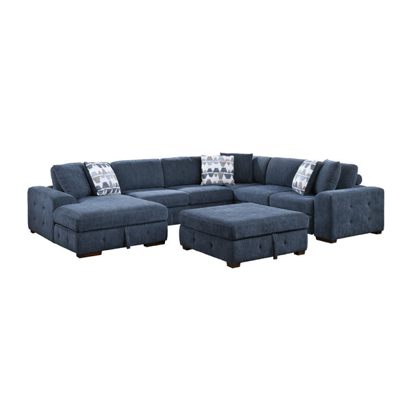 Raife 5-Piece Sectional with Left Chaise, Pull-out Bed and Ottoman