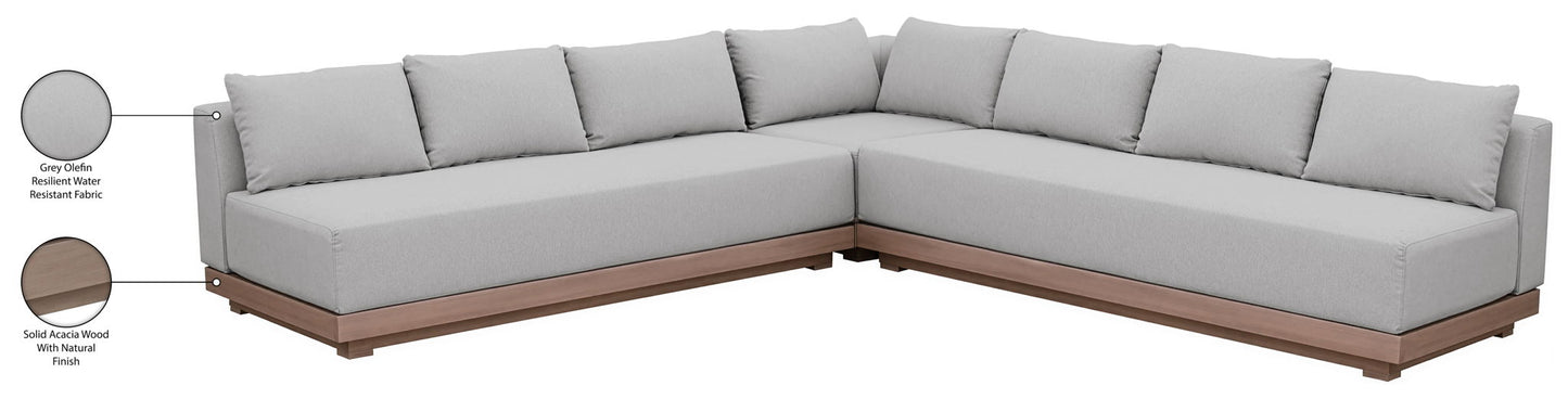 Solace - Olefin Performance Fabric 3 Piece Outdoor Patio Modular Sectional (2 Sofas & Corner Chair)