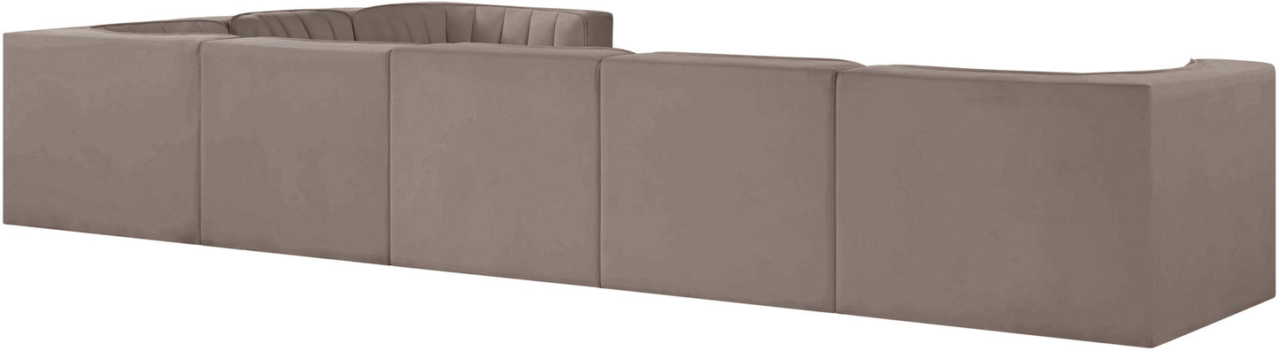 Rummi - Velvet Performance Fabric Upholstered 7 Piece Modular Sectional (With 3 Corner Chairs)