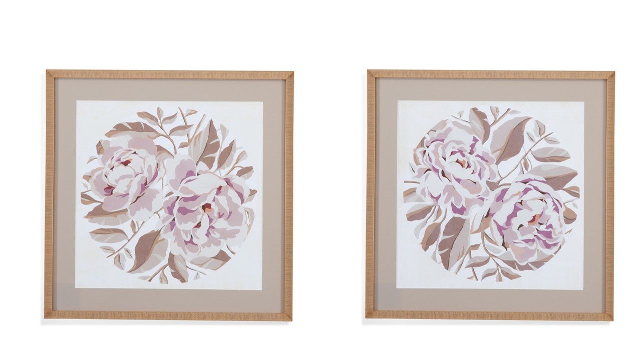 Eye Of Peony Framed Print (Set of 2) - Beige