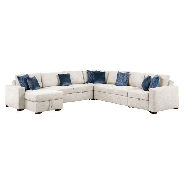 Isla 5-Piece Sectional with Reversible Chaise, Pull-out Bed, Hidden Storage and Click Motion Back