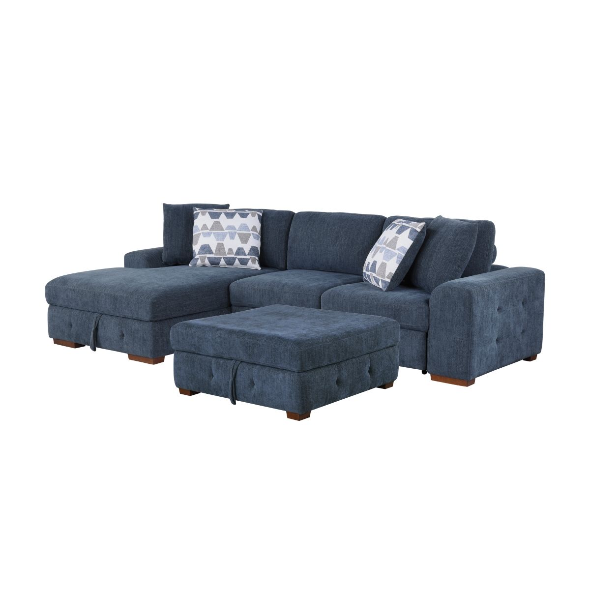 Raife 3-Piece Sectional with Left Chaise, Pull-out Bed and Ottoman