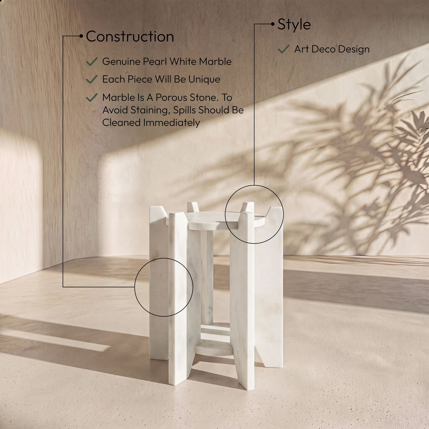 Soriano - Genuine Marble Table