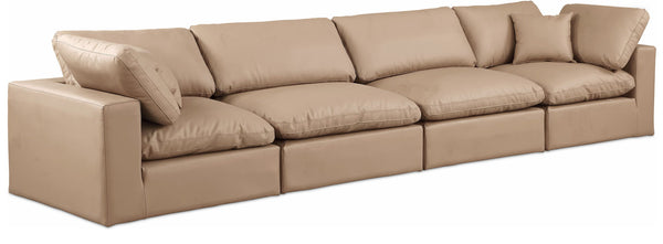 Comfy - Faux Leather Modular Sofa 4 Pieces - Tan