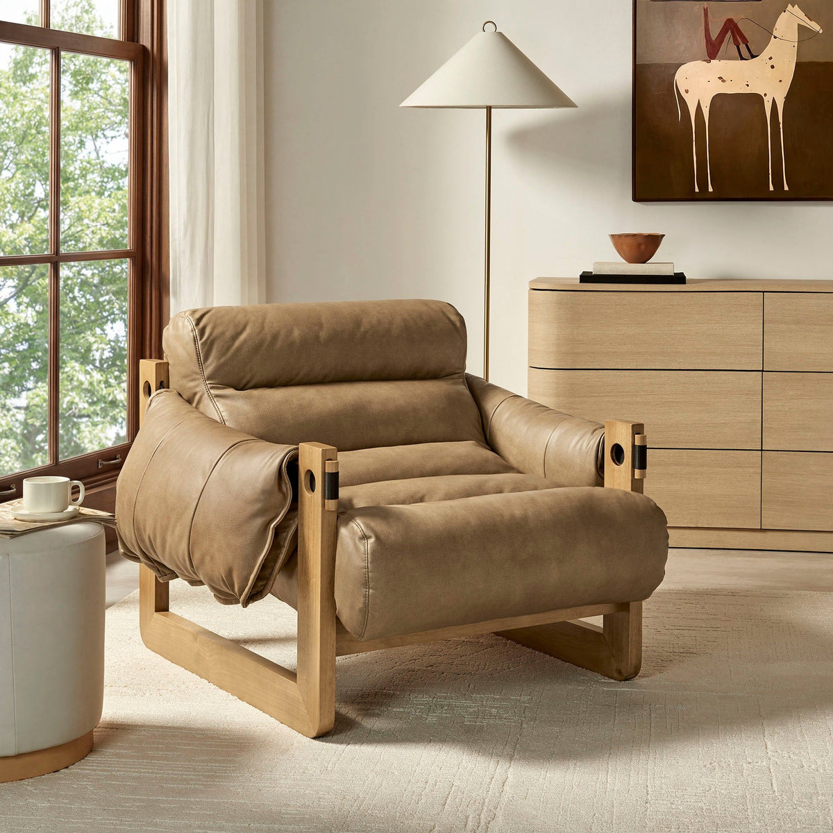 Sorelle Vegan Leather Sling Lounge Chair - Toast