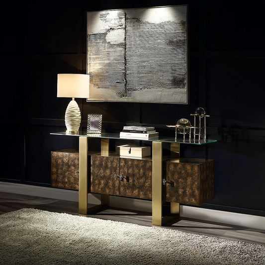 Mabyn - Console Cabinet - Brass & Antique Brown