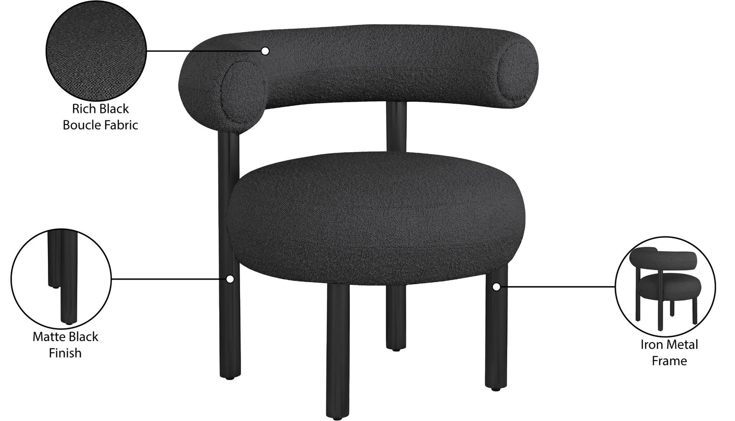 Bordeaux - Boucle Fabric Accent Chair With Black Legs