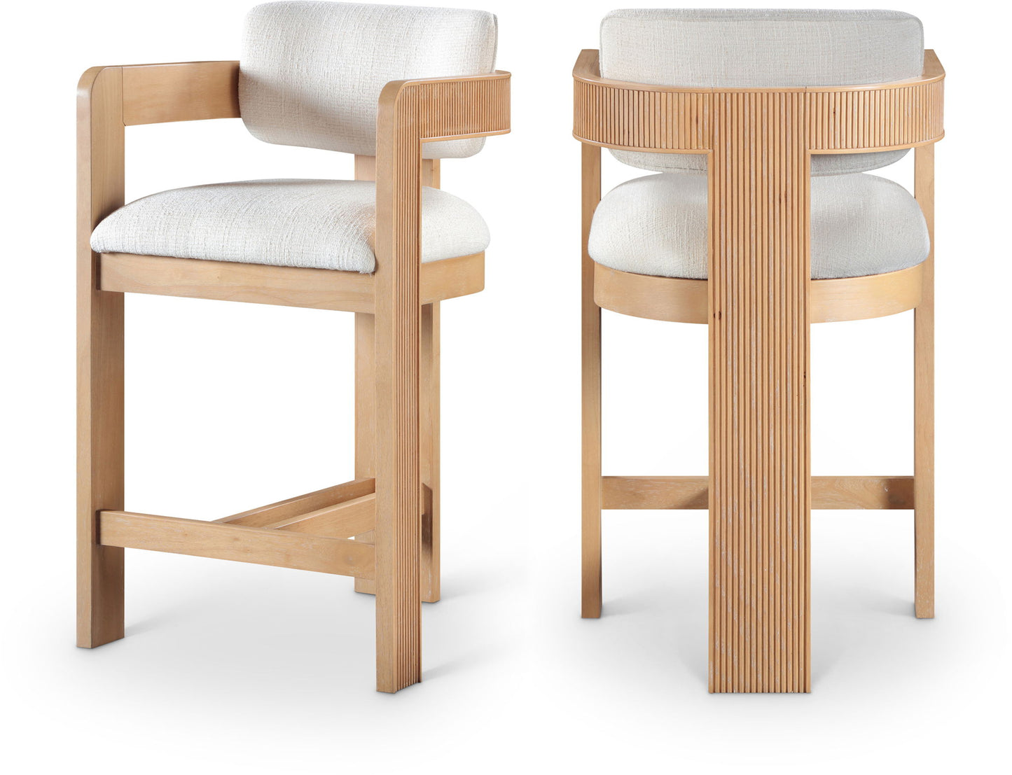 Sacha - Linen Stool With Natural Base