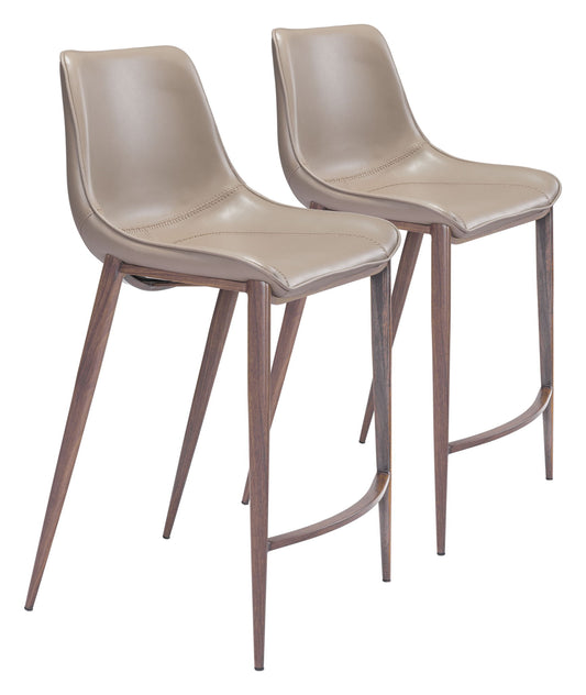 Magnus - Counter Chair (Set of 2) - Gray / Walnut