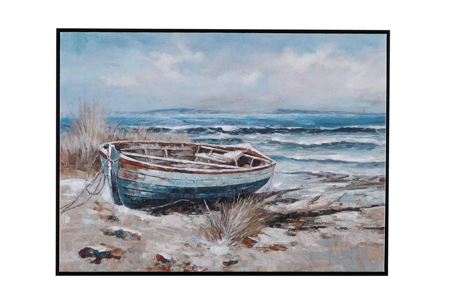 Mo Bay Framed Canvas - Blue / Light Brown
