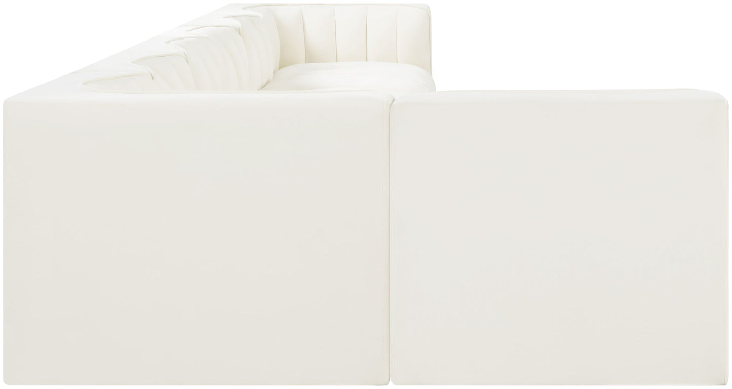 Rummi - Velvet Performance Fabric Upholstered 7 Piece Modular Sectional, L-Shaped (Right)