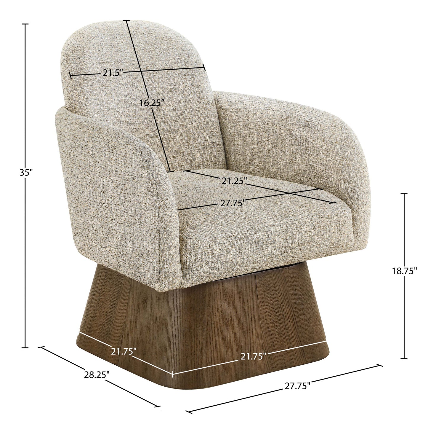 Marlowe - Linen Textured Fabric Upholstered Swivel Accent Chair - Stained Brown
