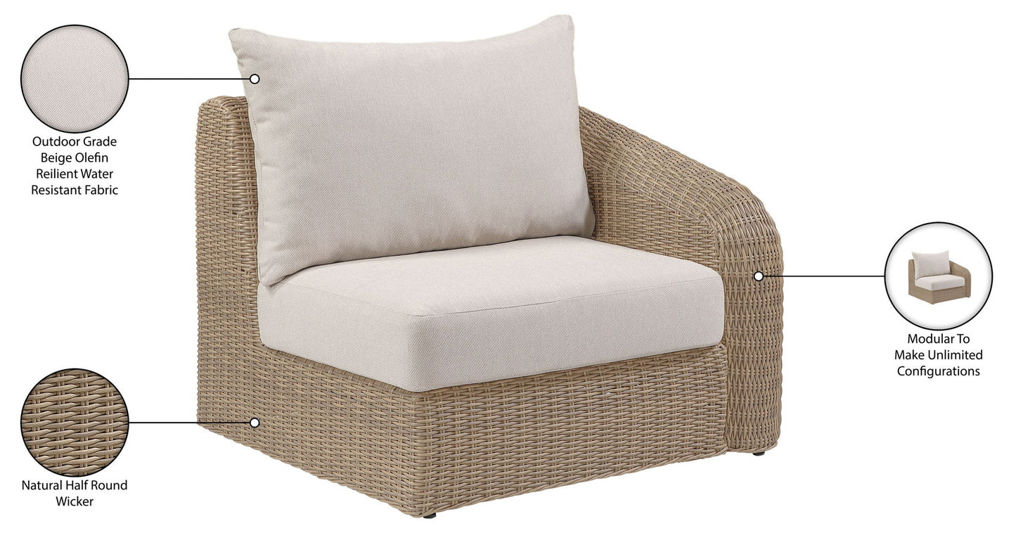 Seacrest - Olefin Water Resistant Fabric And Wicker Outdoor Patio Right Arm Chair