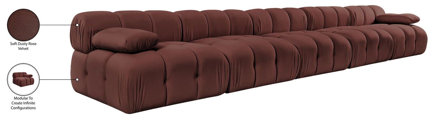 Orin - Velvet 5 Piece Modular Armless Sofa