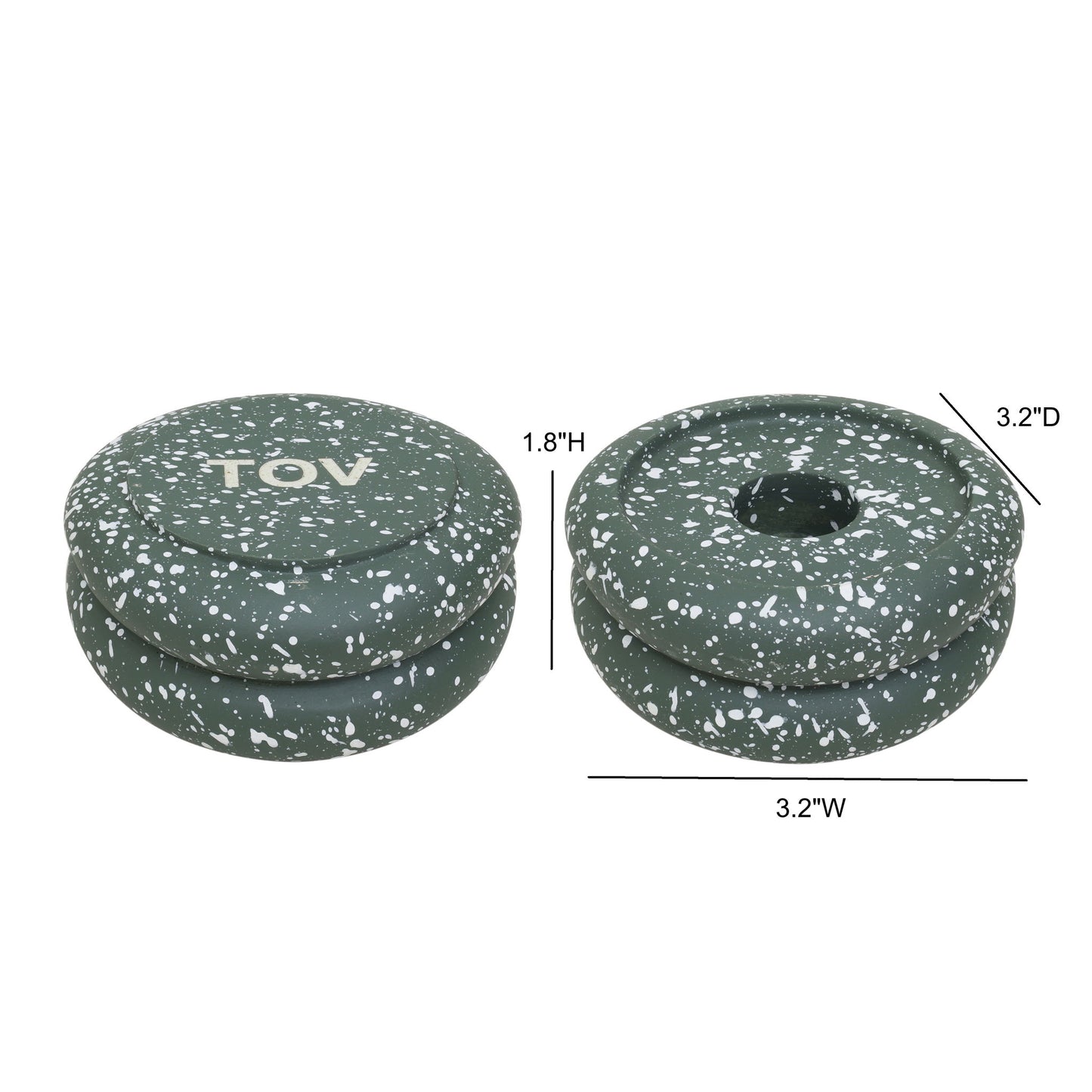 Gabby - Stacking Candle Holder (Set of 2) - Speckled Green