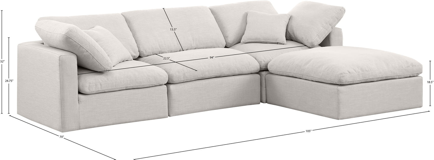 Indulge - Linen 4 Piece Modular Sectional With Chaise