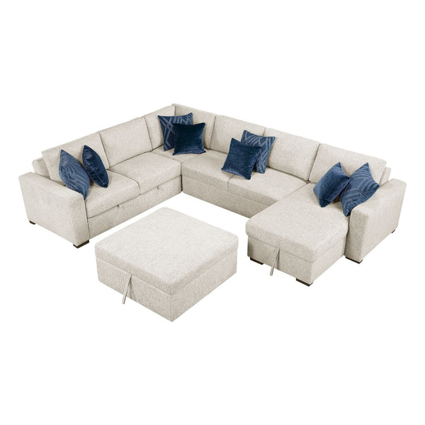 Isla 5-Piece Sectional with Reversible Chaise, Pull-out Bed, Hidden Storage and Ottoman