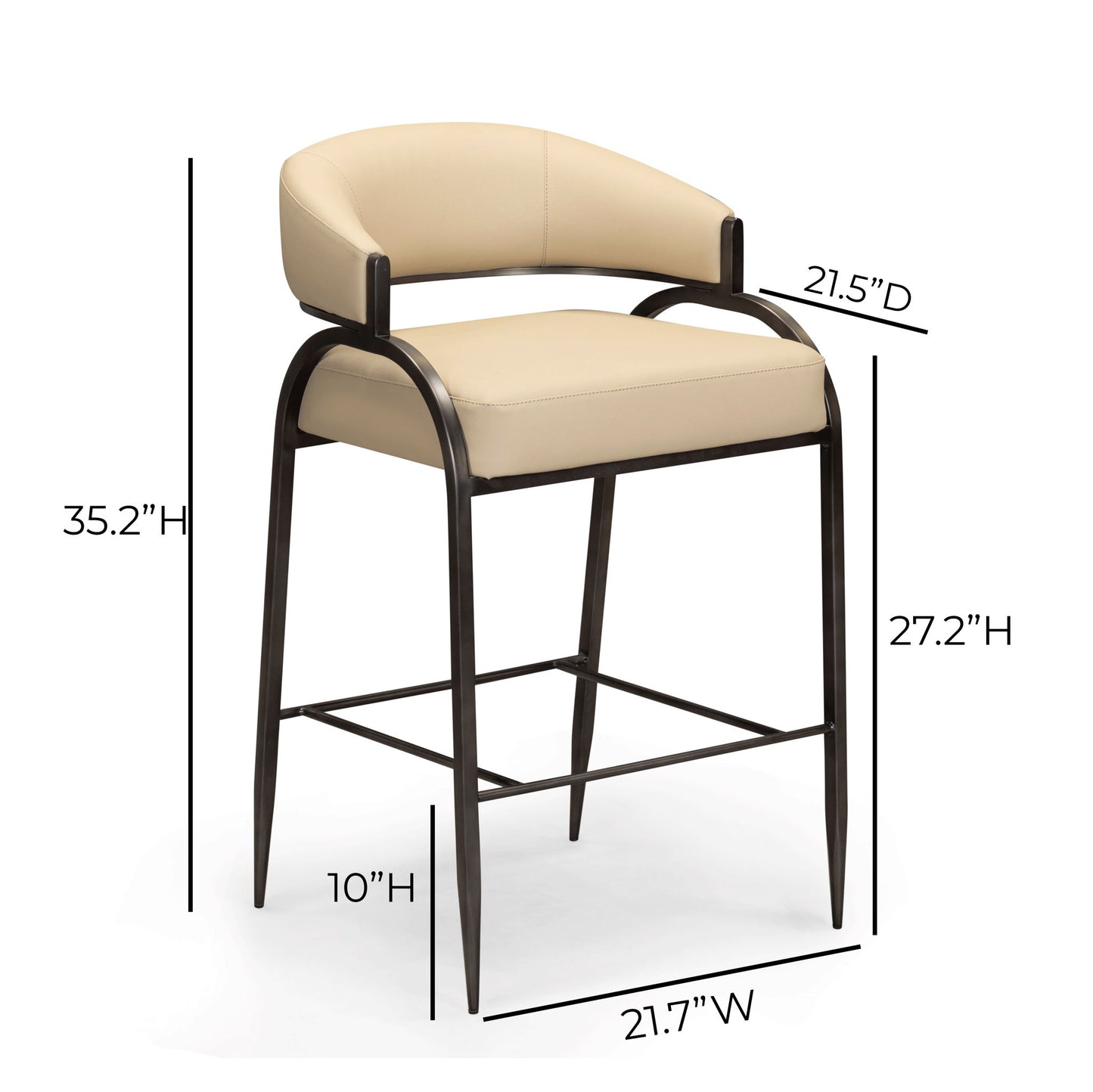 Tatum - Performance Vegan Leather Counter Stool - Taupe
