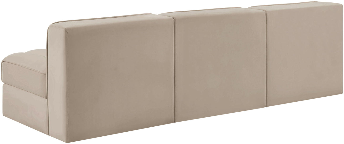 Rummi - Velvet Performance Fabric Upholstered 3 Piece Modular Armless Sofa