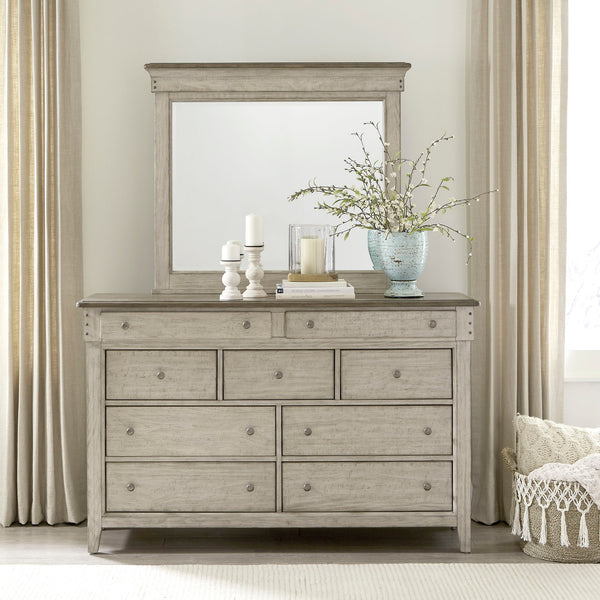 Ivy Hollow - Dresser & Mirror - Weathered Linen / Dusty Taupe
