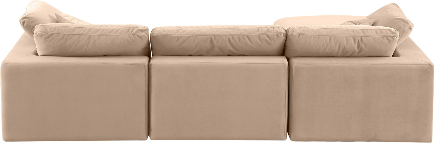 Comfy - 4 Piece Velvet Modular Sectional With Chaise