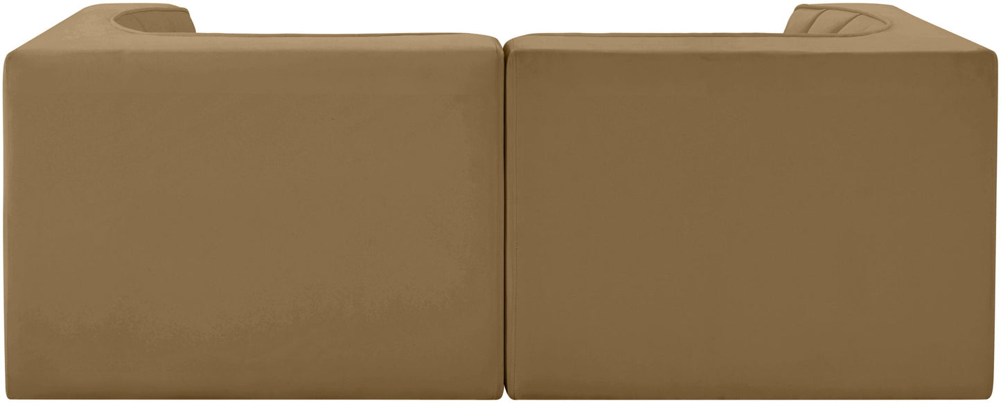 Rummi - Velvet Performance Fabric Upholstered 2 Piece Modular Loveseat