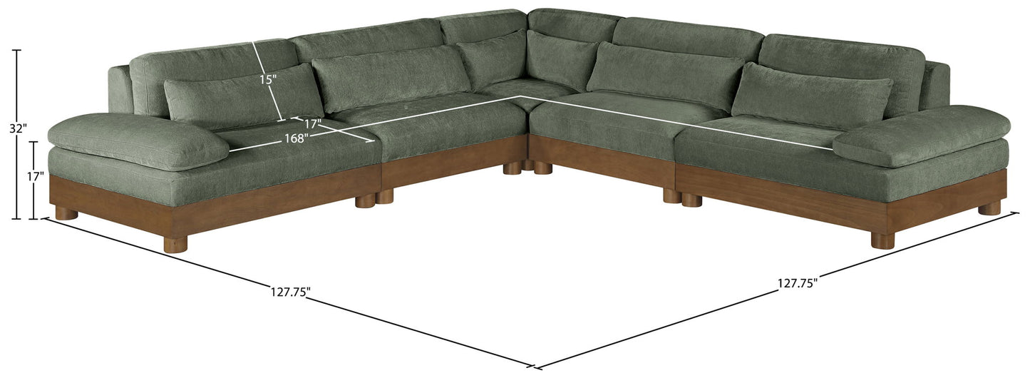 Turin - Chenille Fabric Upholstered Modular Sectional - Green