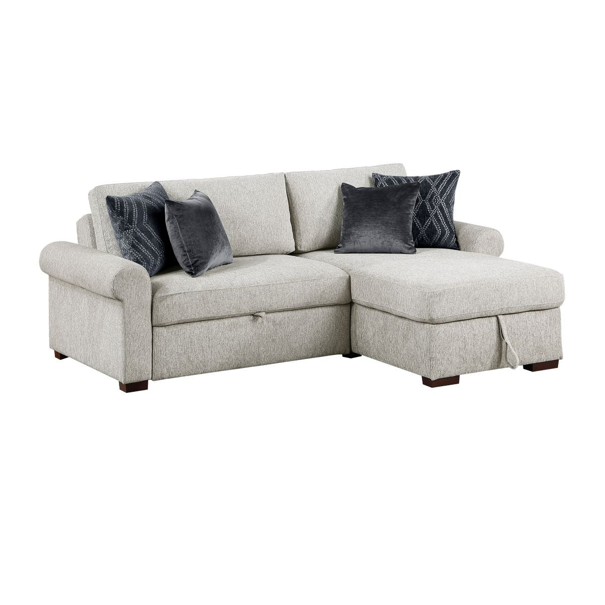 Isla 2-Piece Sectional with Reversible Chaise, Pull-out Bed and Hidden Storage, Click Motion Back