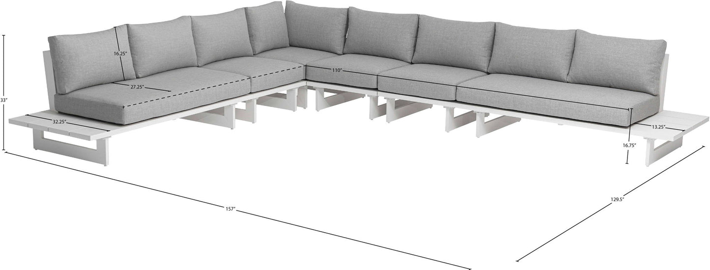 Maldives - 6 Piece Water Resistant Outdoor Patio Modular Sectional With White Base