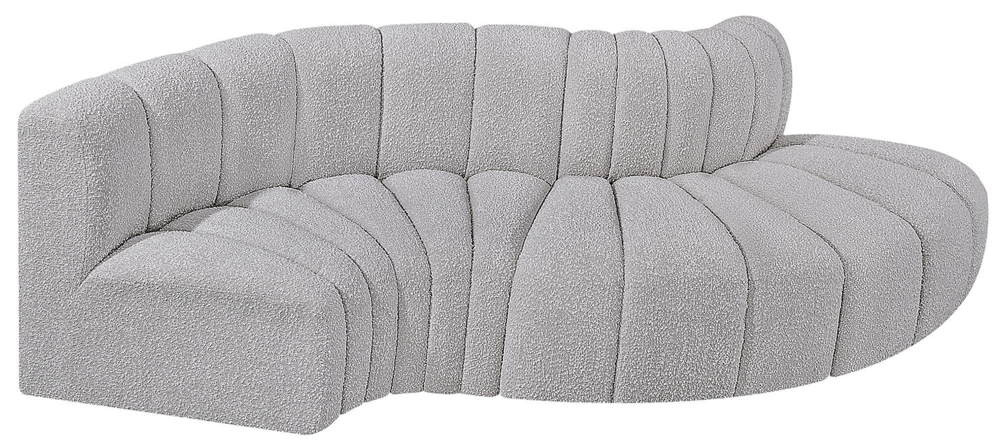 Arc - Boucle Fabric 4 Piece L-Shaped Modular Sofa
