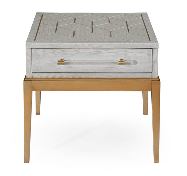 Perrine - Rectangle End Table - Silver / Gold