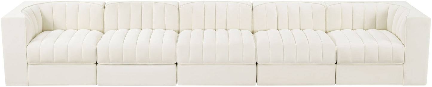 Rummi - Velvet Performance Fabric Upholstered 5 Piece Modular Sofa