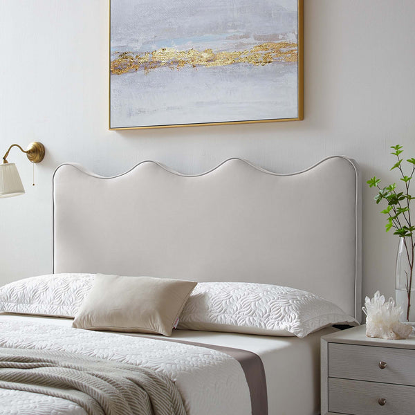 Athena Performance Velvet /Queen Headboard - Full/Queen, Light Gray