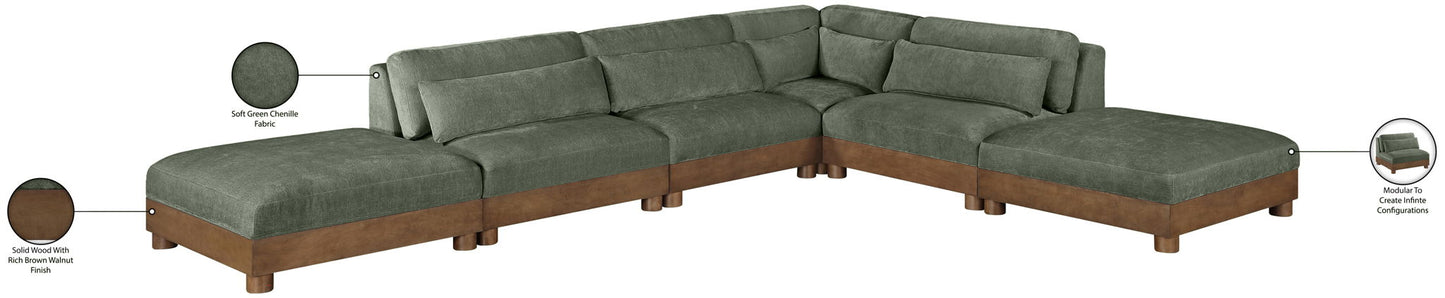 Turin - Chenille Fabric Upholstered Modular Sectional - Green