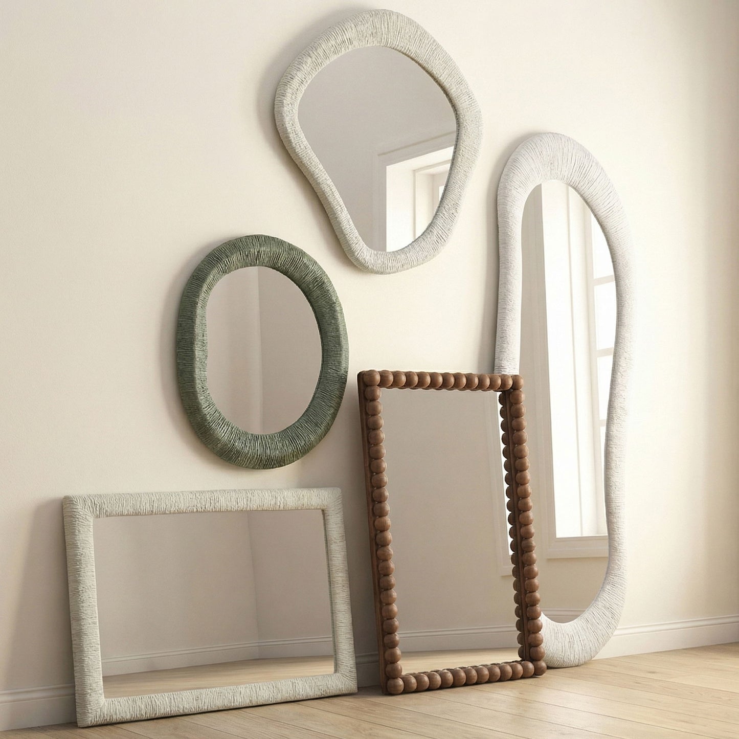 Cheyanne - 29" x 44" Carved Solid Wood Rectangular Wall Mirror - Natural