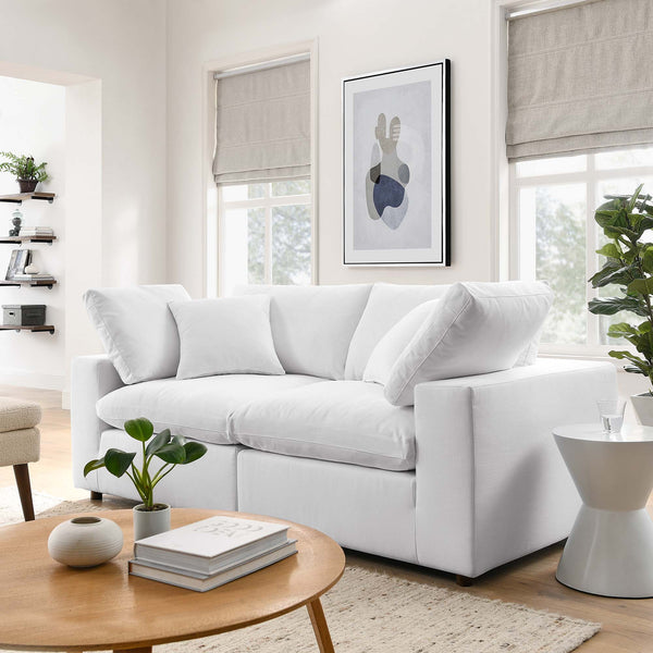 Commix Down Filled Overstuffed 2 Piece Sectional Sofa Set - Pure White