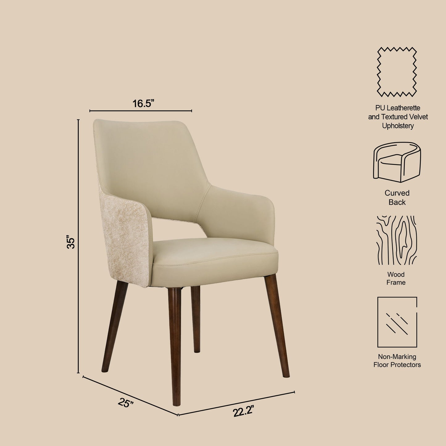 Liora - Wood Upholstered Armchair - Coffee / Brown