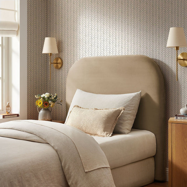 Keynote Twin Stain-Resistant Performance Velvet Headboard - Twin, Taupe