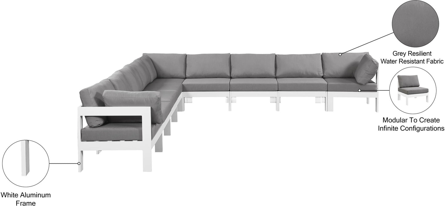 Nizuc - Outdoor Patio 9 Piece Modular Sectional With White Frame