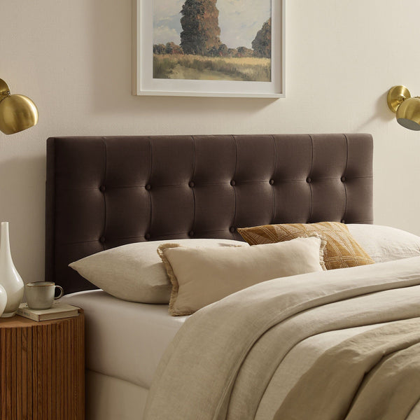 Emily Biscuit Tufted Performance Velvet Headboard - Full, Chocolate Brown