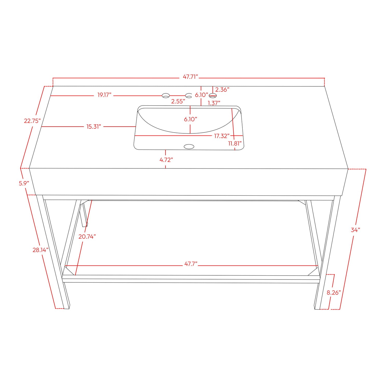 Marmo - Engineered Marble Bathroom Vanity With Black Base