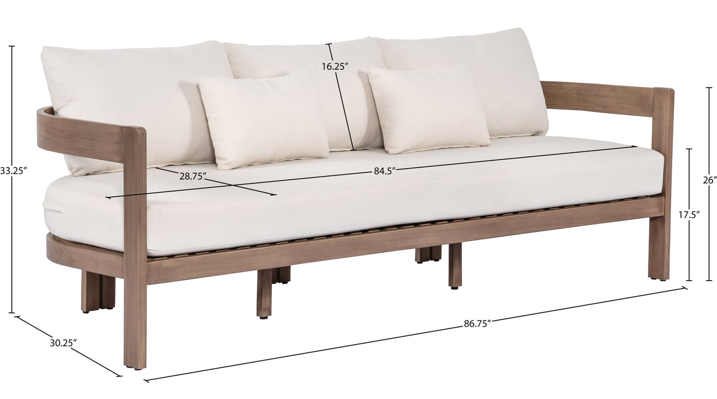 Newport - Water Resistant Fabric 86.75" Upholstered Outdoor Patio Sofa
